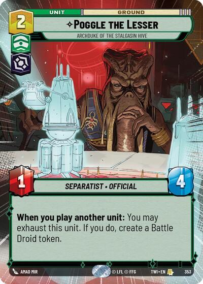 Poggle the Lesser - Archduke of the Stalgasin Hive - 353 - Rare (Hyperspace) - Twilight of the Republic
