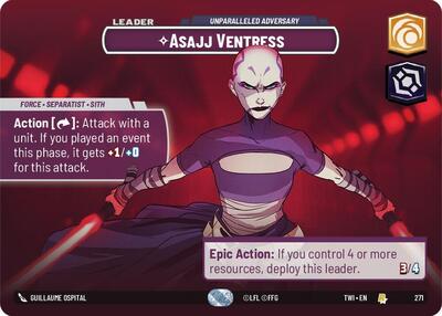 Asajj Ventress - Unparalleled Adversary - 271 - Rare (Showcase) - Twilight of the Republic