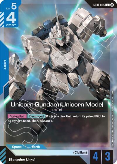 Unicorn Gundam (Unicorn Mode) (Beta) - GD01-005 - RARE - Edition Beta