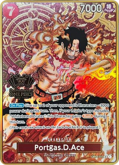 Portgas.D.Ace - OP02-013 - Super Rare (One Piece Japanese Version 2nd Anniversary Set) - One Piece Promotion Cards