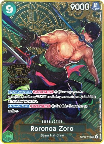 Roronoa Zoro - OP06-118 - Secret Rare (One Piece Japanese Version 2nd Anniversary Set) - One Piece Promotion Cards