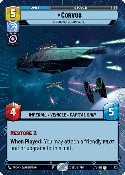 Corvus - Inferno Squadron Raider - 772 - Rare (Hyperspace Foil) - Jump to Lightspeed