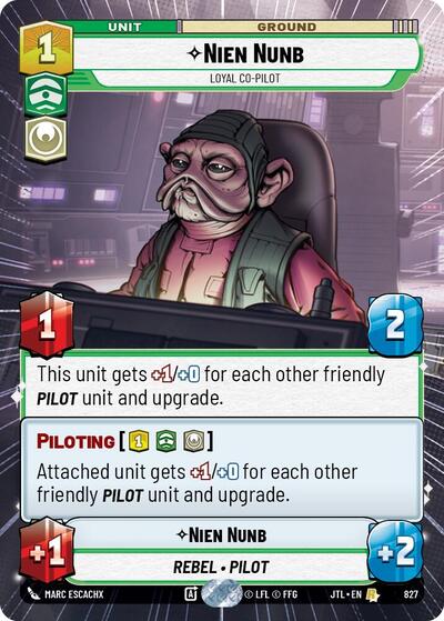 Nien Nunb - Loyal Co-Pilot - 827 - Rare (Hyperspace Foil) - Jump to Lightspeed