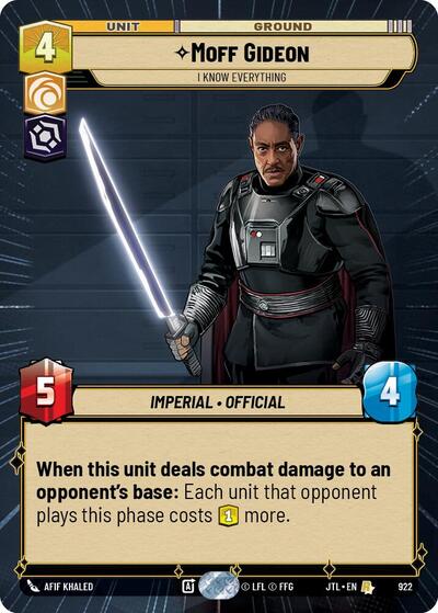 Moff Gideon - I Know Everything - 922 - Rare (Hyperspace Foil) - Jump to Lightspeed