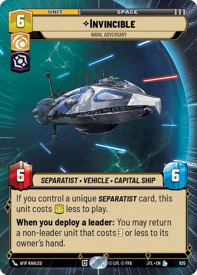 Invincible - Naval Adversary - 925 - Legendary (Hyperspace Foil) - Jump to Lightspeed