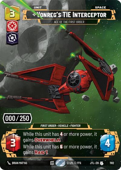 Vonreg's TIE Interceptor - Ace of the First Order (Serialized) - 1102 - Uncommon - Jump to Lightspeed