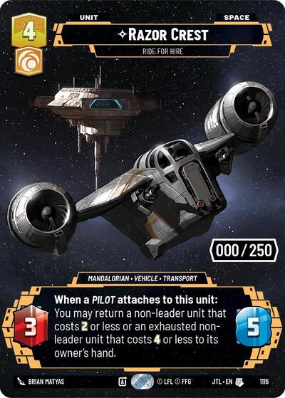 Razor Crest - Ride For Hire (Serialized) - 1116 - Uncommon - Jump to Lightspeed