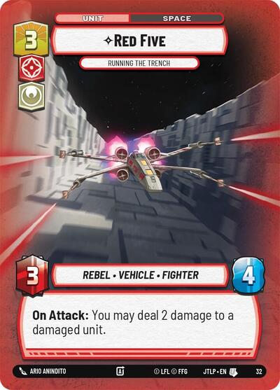 Red Five - Running the Trench - 32 - Uncommon (Foil) - Jump to Lightspeed: Weekly Play Promos