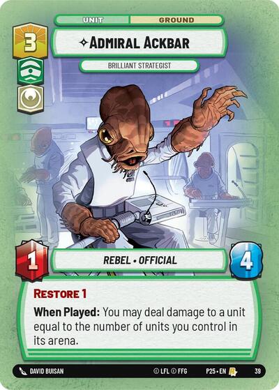 Admiral Ackbar - Brilliant Strategist - 39 - Rare - Organized Play Promos