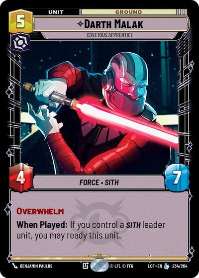 Darth Malak - Covetous Apprentice - 234/264 - Legendary - Legends of the Force