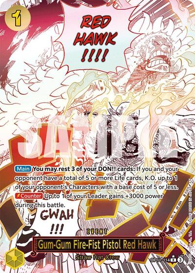 Gum-Gum Fire-Fist Pistol Red Hawk - OP11-114 - Rare (Alternate Art) - A Fist of Divine Speed