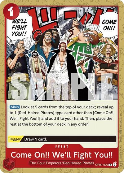 Come On!! We'll Fight You!! - OP09-020 - Rare (Reprint) - RED Shanks