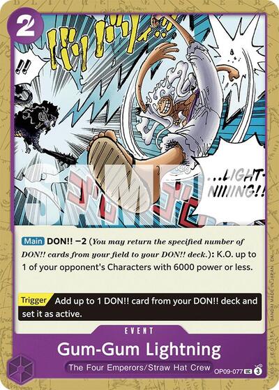 Gum-Gum Lightning - OP09-077 - Uncommon (Reprint) - PURPLE/BLACK Monkey.D.Luffy