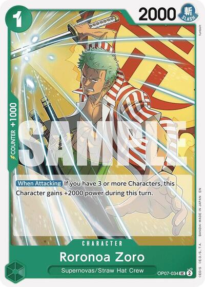 Roronoa Zoro - OP07-034 - Uncommon (Reprint) - GREEN Jewelry Bonney
