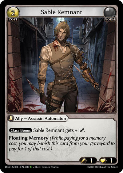 Sable Remnant - 017 - Uncommon - Tristan, Shadowdancer Re:Collection Lite