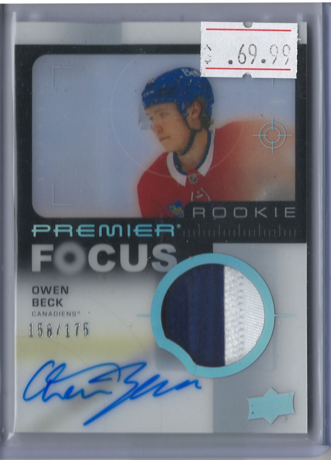 2023-24 Upper Deck Premier Premier Focus Patch Auto Owen Beck 158/175