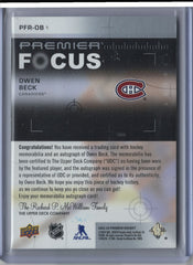 2023-24 Upper Deck Premier Premier Focus Patch Auto Owen Beck 158/175