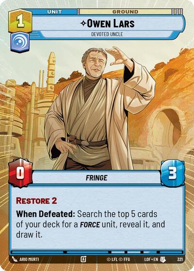 Owen Lars - Devoted Uncle - 321 - Uncommon (Hyperspace) - Legends of the Force
