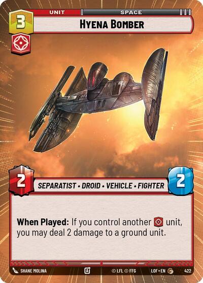 Hyena Bomber - 422 - Common (Hyperspace) - Legends of the Force
