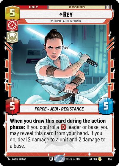 Rey - With Palpatine's Power - 650 - Rare (Foil) - Legends of the Force
