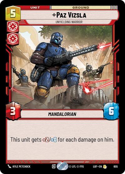 Paz Vizsla - Unyielding Warrior - 655 - Rare (Foil) - Legends of the Force