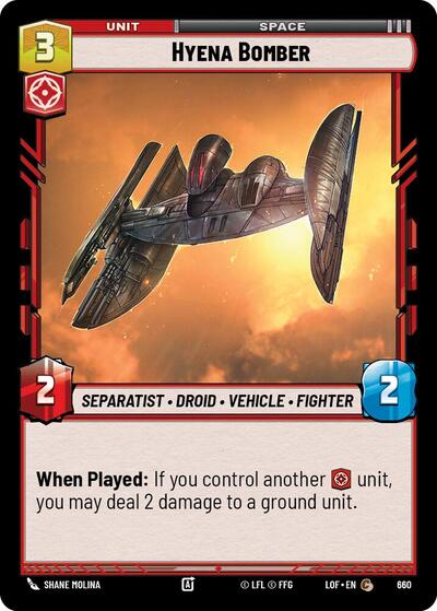 Hyena Bomber - 660 - Common (Foil) - Legends of the Force