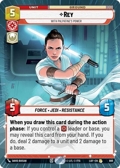 Rey - With Palpatine's Power - 888 - Rare (Hyperspace Foil) - Legends of the Force