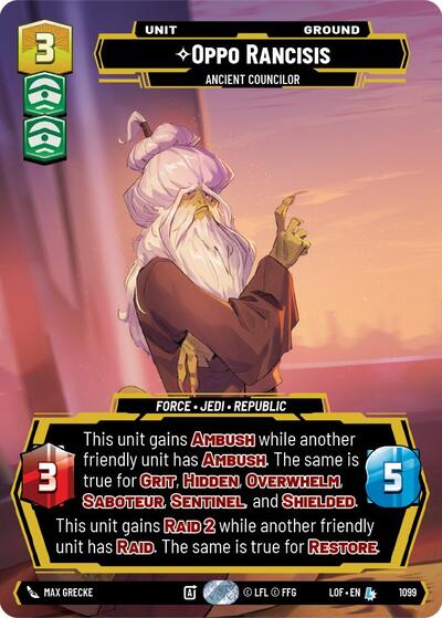 Oppo Rancisis - Ancient Councilor - 1099 - Legendary (Prestige Foil) - Legends of the Force