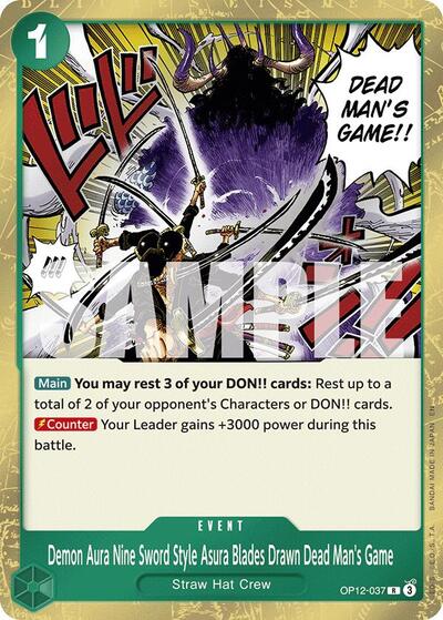 Demon Aura Nine Sword Style Asura Blades Drawn Dead Man's Game - OP12-037 - Rare - Legacy of the Master