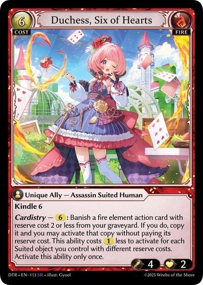 Duchess, Six of Hearts - 113 - Super Rare - Distorted Reflections