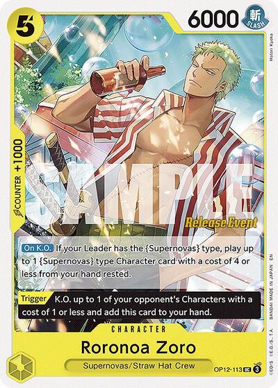 Roronoa Zoro - OP12-113 - Uncommon - Legacy of the Master Release Event Cards