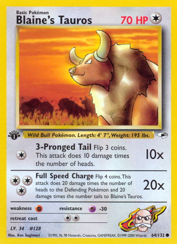 Blaine's Tauros - 064/132 - Gym Heroes