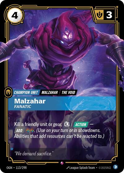 Malzahar, Fanatic - 113/298 - Rare - Origins