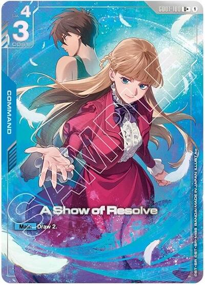 A Show of Resolve (U+) (Premium Accessory Set - Mobile Suit Gundam Wing) - GD01-100 - Full Art Uncommon - Gundam Promotional Cards