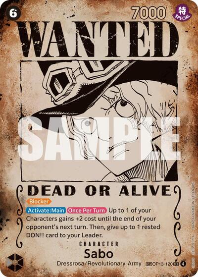 Sabo - OP13-120 - Secret Rare (Wanted Poster) - Carrying On His Will