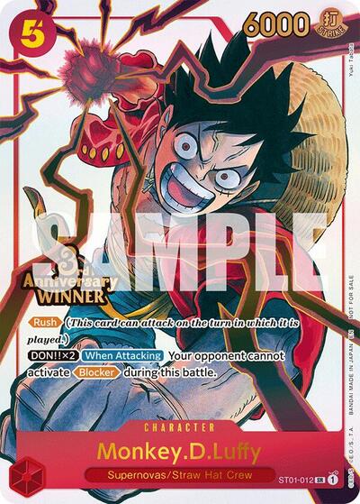 Monkey.D.Luffy - ST01-012 - Super Rare (3rd Anniversary Winner) - One Piece Promotion Cards