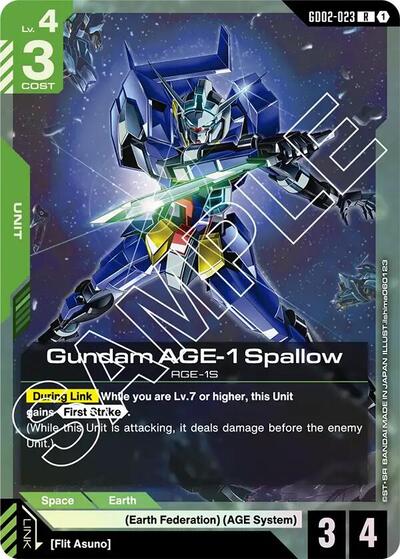 Gundam AGE-1 Spallow - GD02-023 - RARE - Dual Impact