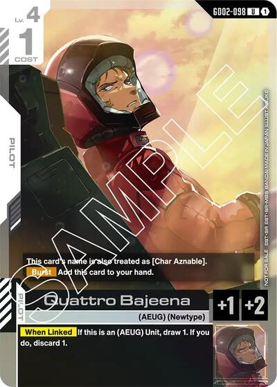 Quattro Bajeena (Store Tournament Participant Pack 02) - GD02-098 - UNCOMMON - Gundam Promotional Cards