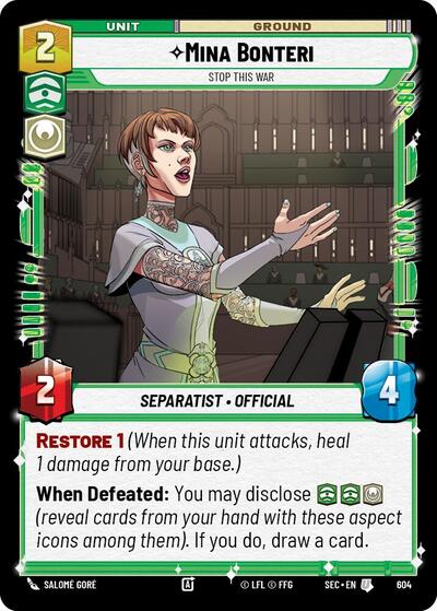 Mina Bonteri - Stop This War - 604 - Uncommon (Foil) - Secrets of Power