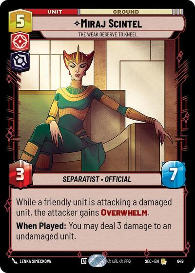 Miraj Scintel - The Weak Deserve to Kneel - 649 - Rare (Foil) - Secrets of Power