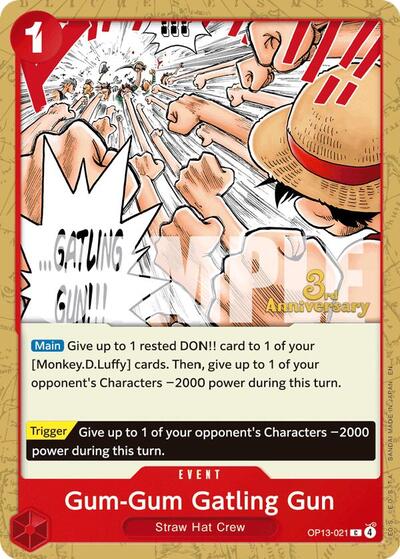 Gum-Gum Gatling Gun - OP13-021 - Common - Carrying On His Will: 3rd Anniversary Tournament Cards