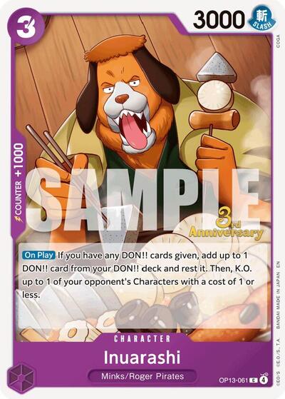 Inuarashi - OP13-061 - Common - Carrying On His Will: 3rd Anniversary Tournament Cards