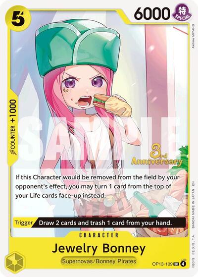 Jewelry Bonney - OP13-109 - Uncommon - Carrying On His Will: 3rd Anniversary Tournament Cards