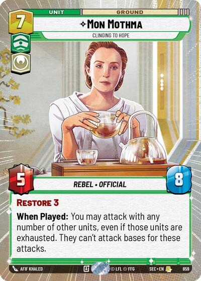 Mon Mothma - Clinging to Hope - 859 - Rare (Hyperspace Foil) - Secrets of Power