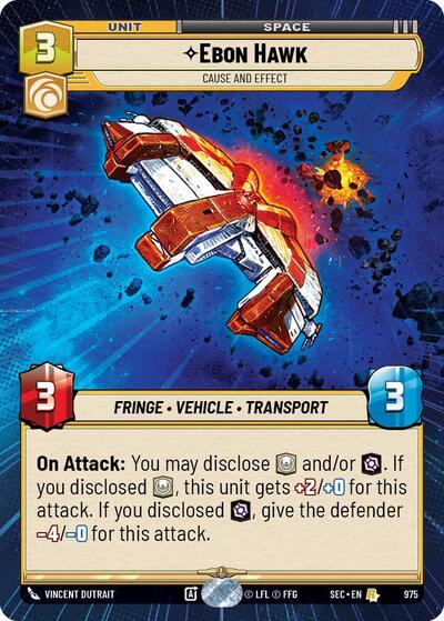 Ebon Hawk - Cause and Effect - 975 - Rare (Hyperspace Foil) - Secrets of Power
