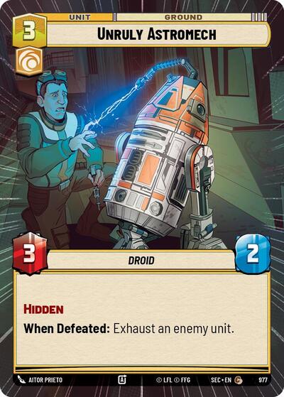 Unruly Astromech - 977 - Common (Hyperspace Foil) - Secrets of Power