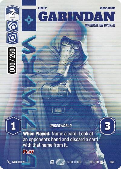 Garindan - Information Broker (Serialized) - 1160 - Uncommon - Secrets of Power