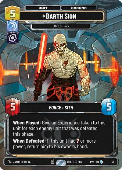 Darth Sion - Lord of Pain - 71 - Legendary - Sector and Regional Promos: Season 1