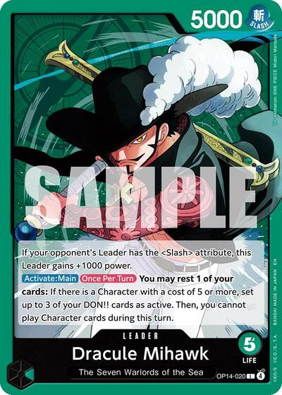 Dracule Mihawk - OP14-020 - Leader - The Azure Sea's Seven
