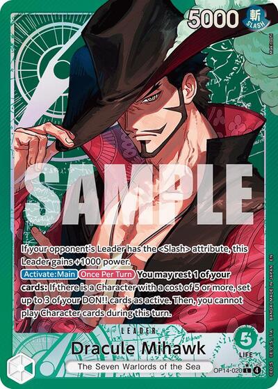 Dracule Mihawk - OP14-020 - Leader (Alternate Art) - The Azure Sea's Seven